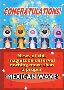 CONGRATULAZIONI! - MERITA UN BIGLIETTO DI AUGURI E BUSTA DA ONDA MESSICANA 7"x 5" - Foto 1 di 3
