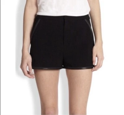 Pantalones Cortos Platini RAG & BONE Con Borde de Cuero Color Negro Talla 2 Nuevos con Etiquetas Foto 1 de 4