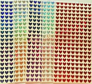 Holographic Hearts - Glittery Sparkly Waterproof Stickers Peel Offs 10 x 10 mm - Picture 1 of 19