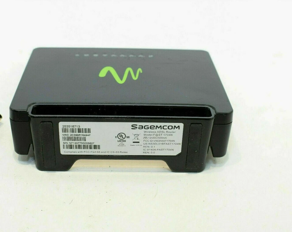 Windstream Sagemcom Fast F@st 1704N Wireless ADSL Router no acadaptors included - Изображение 1 из 1