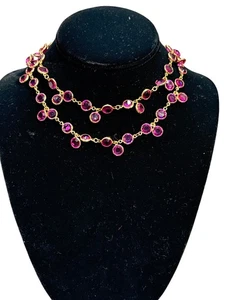 Swarovski Rosa Lünette Stil mit seltenen Extra Kristall Charms Vintage Halskette Gold-to - Bild 1 von 9
