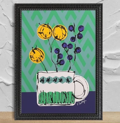 花卉艺术原创复古花朵 8 x 10 屏幕印刷中世纪现代极简主义者 — 第 1/4 张图片