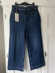 BNWT Fat Face Keswick Wide Ankle Crop Jeans Vintage Blue Size 10R - Picture 1 of 6