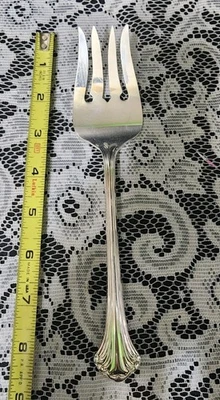 😆PLATO DE PLATA JAPÓN DE COLECCIÓN ALLEGRO PTRN ESTRIADO "8,5" TENEDOR PARA SERVIR CARNE PLATEADO Foto 1 de 4