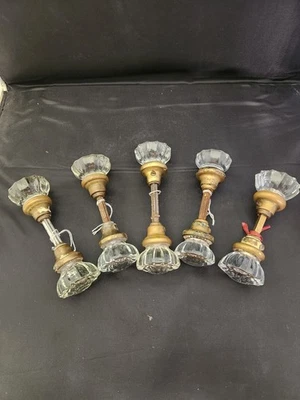 Maçanetas de porta vintage de cristal e latão de 12 pontas 5 pares vendidas como cada ou a granel - Imagem 1 de 4