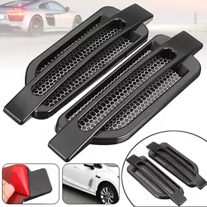 2X Universal Air Flow Intake Vent Fender Side Exterior Sticker Decor Cover Black - Picture 1 of 12