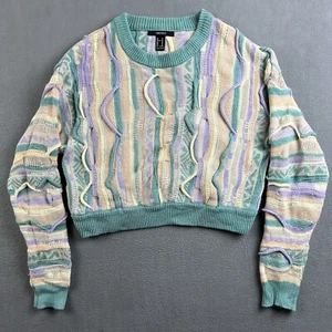 Suéter Forever 21 Mujer Mediano Pastel Estilo Coogi Recortado Tejido 3D Grueso Pesado Años 90 - Imagen 1 de 12