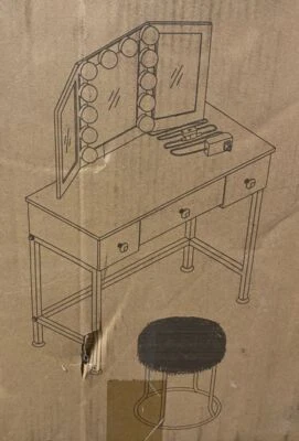 Juego de taburete de tocador Teamson X FAO negro rosa para niñas glam Foto 1 de 4