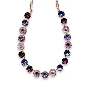 Necklace By Mariana My Treasures Coll. Amethyst and Purple Velvet Swarovski C... - Picture 1 of 6