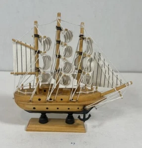 Sailboat Model Decor, Wooden Sailing Boat Nautical Decor 6”x6” Model Ship. - Picture 1 of 6