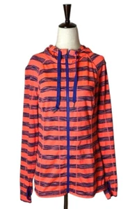 Lukka Jacket Women Medium Pink Purple Striped Hooded Full Zip Athletic Outdoor - Picture 1 of 10