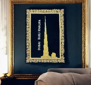 Alfombra artesanal de diseño artesanal de 1,5'x2' Premium Zardozi Burj Khalifa - Imagen 1 de 5