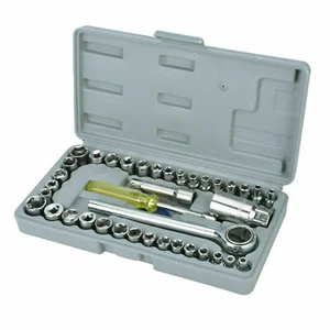 PREMIUM 40-TEILIG 1/4 ZOLL & 3/8 ZOLL ANTRIEB STECKSCHLÜSSELSATZ WERKZEUGSATZ DIY TORX RATSCHE SCHRAUBENDREHER - Bild 1 von 9