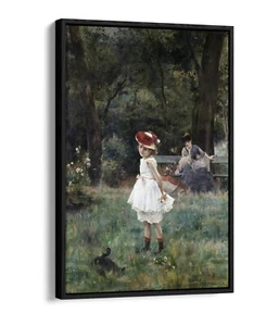 ALFRED STEVENS, THE DUCK GIRL -FLOAT EFFECT CANVAS WALL ART PICTURE PRINT - Picture 1 of 12