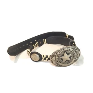 Westerngürtel Texas Star Buckle silber/Zinn Akzente und weißer Lederakzent - Bild 1 von 11