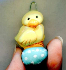 Easter Chick Egg Charm Mini Ornament Miniature Clay Art Sculpt JL Biel #3 - Picture 1 of 7