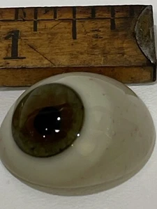 Vintage Human Prosthetic Glass Eye Hazel Lt. Blood Shot Oddity Halloween - Picture 1 of 3