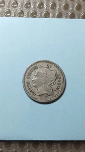1868 Three Cent Nickel 3CN Original F Fine                                  V169 - Picture 1 of 2