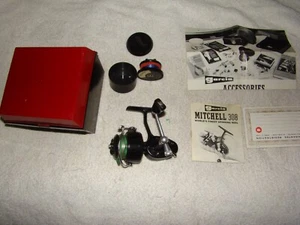 **NEAR MINT MITCHELL 308 SPINNING REEL w/ ORIGINAL BOX ,MANUAL XTRA SPOOL. READ - Picture 1 of 10
