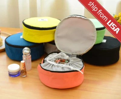 Lote 6 peças estojo de armazenamento de cordão de viagem redondo cor doce bolsa de embalagem de roupa íntima - Imagem 1 de 4