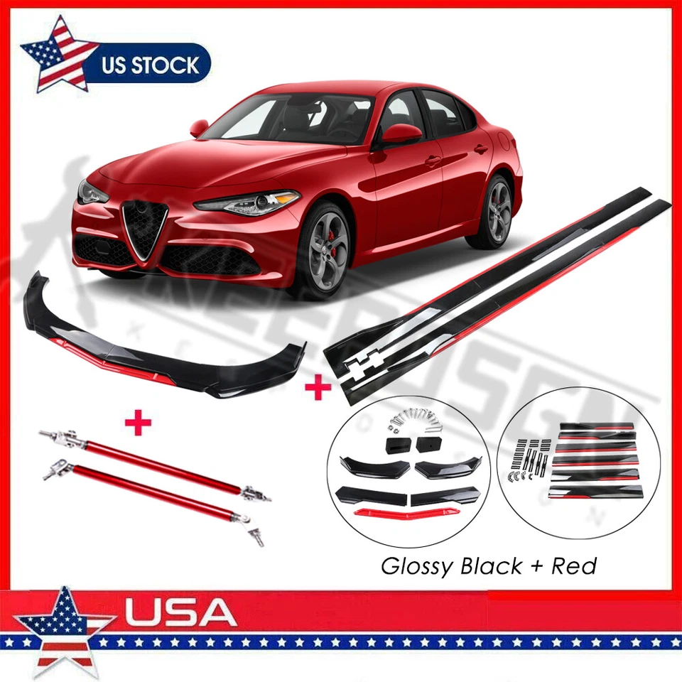 适用于阿尔法·罗密欧 Giulietta 前保险杠唇部分离器侧裙零件身体套件 — 第 1/4 张图片