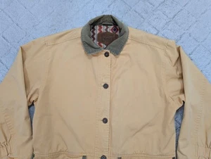 Vintage Woolrich Jacket Womens M Yellow Mustard Barn Chore Coat Aztec Lined - Picture 1 of 12