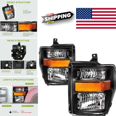 Impact Resistant Headlight Assembly for 2008-2010 Ford F250 F350 F450 Super Duty Foto 1 de 4