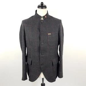 Giacca giubbino Luis Trenker Janker uomo taglia 50 grigio rosso quadri lino cotone - Foto 1 di 10