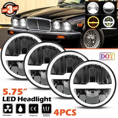  4 PIEZAS 5.75" LED Faros Premium Reflector Halo Anillos PARA Jaguar XJ6 XJS XJ12 Foto 1 de 4