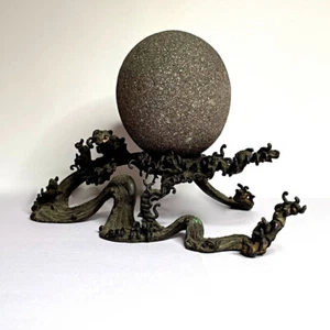 Japanese Bronze Sculpture Statue Meiji Antique Dragon Pearl Zen Wave Abstract Ja - Picture 1 of 7