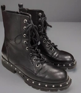 MIA Sz 7.5 Boots Biker Style Faux Leather Studded Zip - Picture 1 of 17