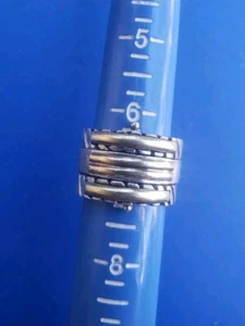 Vintage Sterling Silver 925 with Solid 10K Yellow Gold Stackable 3 Rings. Sz 7.5 - Picture 1 of 6