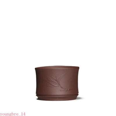 Taza de té Zisha relieve bambú real Yixing arcilla púrpura kungfu taza de té marcada Foto 1 de 3