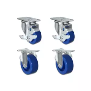 Roue polyuréthane massif 3" | 2 verrouillables pivotants 2 rigides | Jeu de 4 roulettes - Photo 1/2