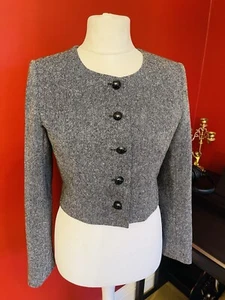 Hobbs Wool Blend Short Crop Grey Button Up Jacket Elegant Size 12 - Picture 1 of 9