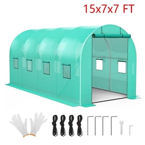 15x7x7FT Walking in Tunnel Tent Galvanized Frame Waterproof Greenhouse W/ 2 Door - Picture 1 of 8