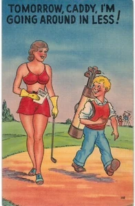 Pin Up Bathing Beauty Golfer Tomorrow Caddy Vado in giro in meno 1950 - Foto 1 di 2