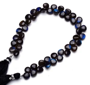 Blue Fire Labradorite Heart 7mm Size Smooth Beads 8" AAA Grade Natural Gem - Picture 1 of 5