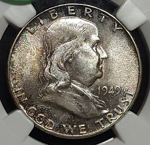 1949 Franklin Silver Half Dollar NGC MS65 FBL Superb Toning & Eye Appeal
