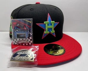 New Era 59Fifty Houston Astros Fitted Hat Blue UV-Size 7 3/8-Hat Club-With Pins - Picture 1 of 11