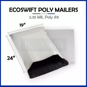 1 19 x 23 WHITE ECOSWIFT POLY MAILERS SHIPPING ENVELOPES PLASTIC SELF SEAL BAGS - Picture 1 of 5