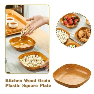 Kitchen Wood Grain Plastic Square Plate x 1 ιγ K8O2 E7R7 A5Q5 T9V8 V2H8 - Picture 1 of 14