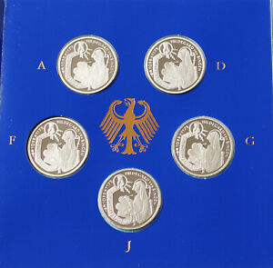 5 x 10 DM Gedenkmünze 925 Silber BRD 1998  900 Jahre  Hildegard von Bingen  OPV