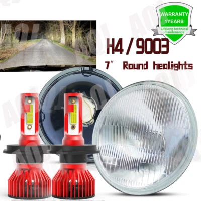 For Jeep Wrangler JK TJ CJ LJ DOT Approved 7" inch Round LED Headlights Halo DRL - Image 1 of 4