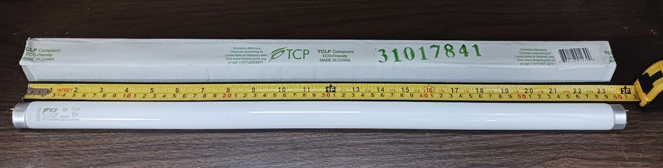 TCP F17T8-841 FLUORESCENT BULBS - T8 - 17W - 24" - CASE OF 25 **NEW** - Image 1 of 4