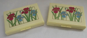 Vintage Kunststoff Geldbörse/Reise Taschentücher und Schmuck Etuis Iris Druck - Bild 1 von 3