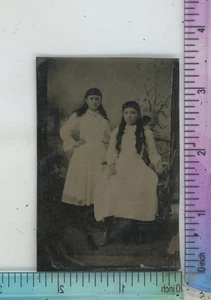 Zwei Mädchen Langhaarkleider Farbtyp Ferrotype - Bild 1 von 2