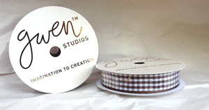 Given Studios Brown Gingham Ribbon 5/8" 2x3yds - Picture 1 of 2