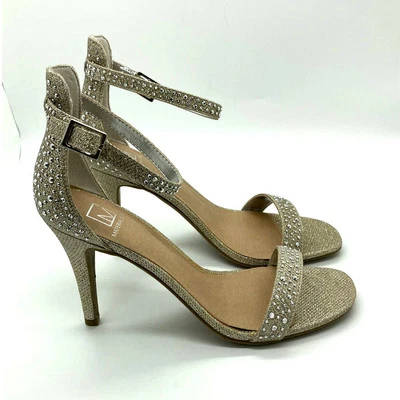 Material Girl Heels NIB Women's Size 9M MBlaire1 Silver Ankle Strap Embellished - Image 1 of 4