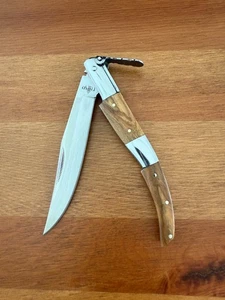 Navaja de Bolsillo 4.3" Estilo Árabe Navaja Trinquete Escalas Madera de Olivo y Mango de Acero - Imagen 1 de 10